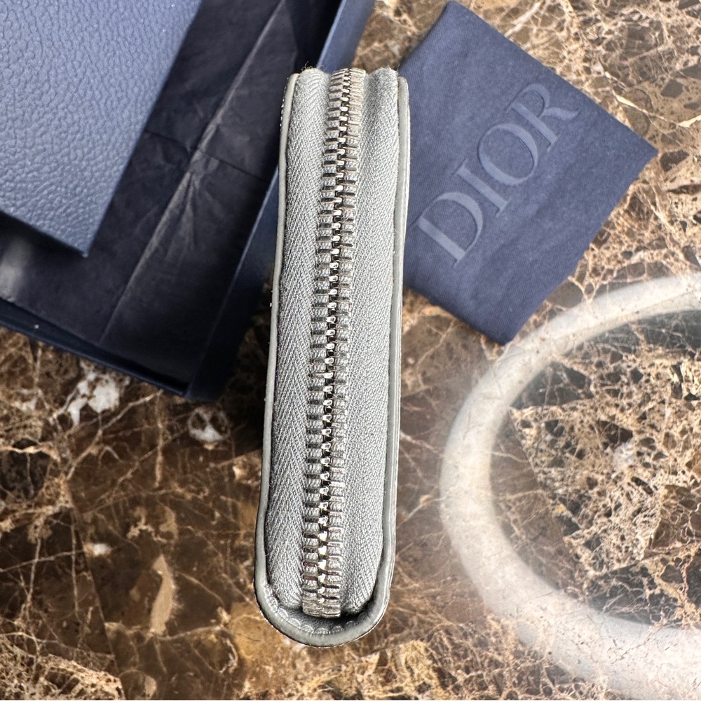 Christian Dior Long Zip Wallet With Box And Dust Bag Grey Monogram Diamond - Picture 6 of 11